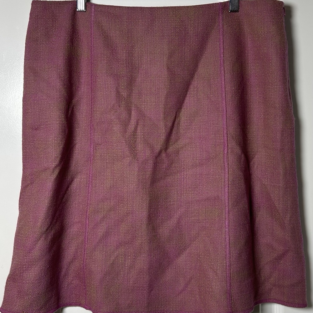 Sigrid Olsen 100% Wool Purple Lime Green Tweed A-Line Skirt Artsy Eclectic Style